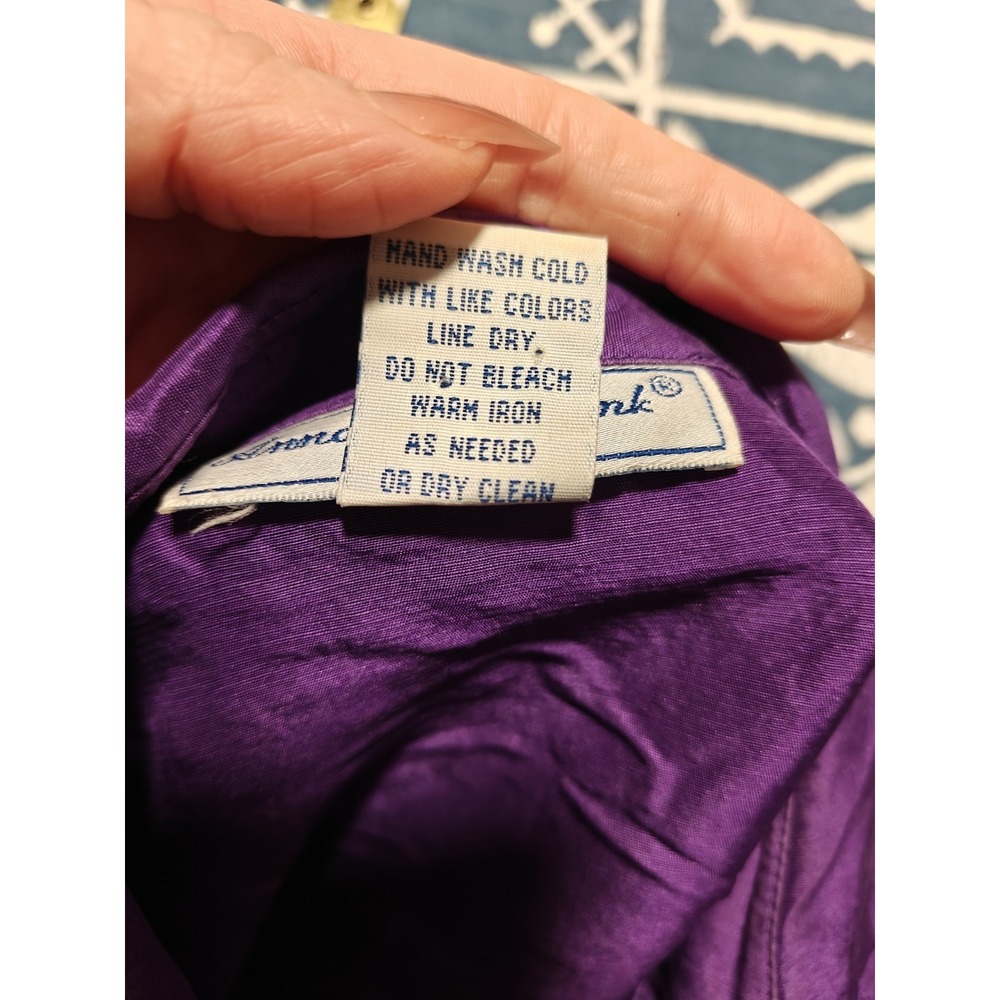 Anna & Frank Womens Silk Long Sleeve Button-Up Shirt Petite Small Purple - Picture 8 of 8